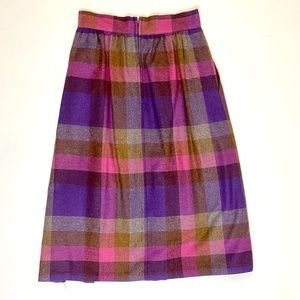 Vintage Clyde Purple Plaid Wool Skirt Petite Size 11/12. ~27” Waist, 29.5” Long.